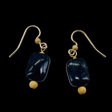 Load image into Gallery viewer, Pietersite Rectangle Bead 14K Gold Filled Earrings | 1 3/4" | Black Blue |