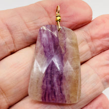 Load image into Gallery viewer, Fluorite 14K Gold Filled Wire Wrap Trapezoid Pendant| 2" Long | Purple, Clear |