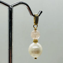 Load image into Gallery viewer, Morganite and Pearl 14K Yellow Gold Filled Pendant | 1" Long | 1 Pendant |