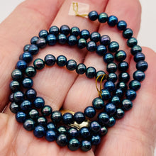 Load image into Gallery viewer, Fresh Water Pearls 16" Strand | Round | 4mm | Peacock Blue | 90 Pearls |