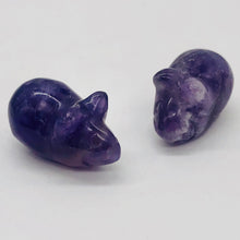 Load image into Gallery viewer, Two Amethyst Carved Mouse Animal Beads | 19x11x11 mm | Purple