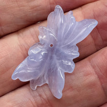Load image into Gallery viewer, Chalcedony 19ct Hand Carved Flower Bead | 33x20x4mm | Blue | 1 Pendant Bead |