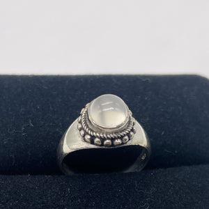 Moonstone Cat's Eye Sterling Silver Oval Ring | Size 5.5 | Clear | 1 Ring |