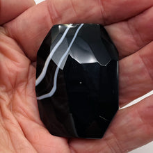 Load image into Gallery viewer, Onyx Flat Faceted RectangularPendant Bead | 50x48x14mm | Black White | 1 Bead |