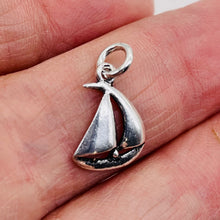 Load image into Gallery viewer, Sailing Boat Sterling Silver Charm | 3/4" Long | Silver | 1 Pendant |