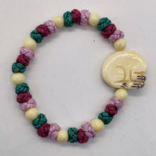 Load image into Gallery viewer, Bone and Silk Braided Kitty 6mm Beads | 6 to 7 Inch Bracelet | White, Lavender |