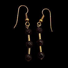 Load image into Gallery viewer, Rhodolite Garnet Faceted 14K Gold Filled Earrings | 1 3/4 inches long |
