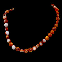 Load image into Gallery viewer, Spiny Oyster Flat Round 16" Bead Strand | 8x4mm | Orange White | 51 Beads |
