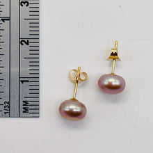 Load image into Gallery viewer, Pearl 14K Gold Stud Round Earrings | 7mm | Rosy Pink | 1 Pair |
