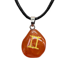 Load image into Gallery viewer, Zodiac Gemini Carnelian Stone Oval Pendant | 1 1/2" Long | Orange | 1 Pendant |