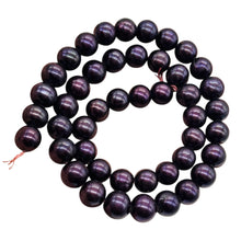 Load image into Gallery viewer, Fresh Water Pearls 16" Strand Round Pearls | 9mm | Deep Royal Purple | 1 Strand|