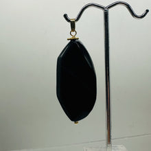 Load image into Gallery viewer, Natural Blue Tiger Eye Faceted Flat Oval Nugget Pendant 2" Blue Black Gemstone