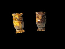 Load image into Gallery viewer, 2 Wisdom Carved Tigereye Owl Beads