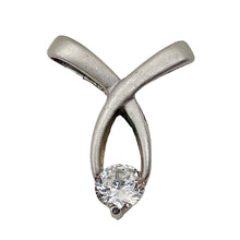 Load image into Gallery viewer, Brushed Sterling Silver Designer CZ Pendant | 1" Long | Silver | 1 Pendant |