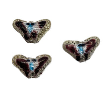 Load image into Gallery viewer, Cloisonne Butterfly Pendant Beads | Purple, Blue, Silver | 16x10x6mm | 3 Beads |