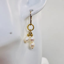 Load image into Gallery viewer, Faceted Pearl 14K Gold Filled Lever Back Earrings | 1 1/2" Long| White| 1 Pair |