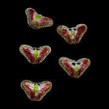 Load image into Gallery viewer, Lime & Cherry Cloisonne 16x10mm Butterfly Pendant Beads 8635B