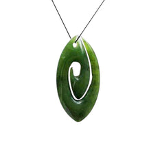 Load image into Gallery viewer, Surfer Wave Carved Nephrite Jade 40x20mm Bead Pendant 10206