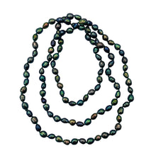 Load image into Gallery viewer, Fresh Water Rainbow Pearl Hand-Knotted Necklace |32" Long | Blue Purple Gold |