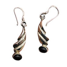 Load image into Gallery viewer, Unique! Onyx Flame Solid Sterling Silver Earrings | 1 1/2" Long |