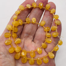 Load image into Gallery viewer, Sunset Rare Honey Jade Faceted Briolette 10x7x5mm Bead Strand 104537