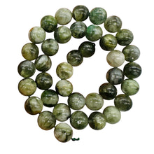 Load image into Gallery viewer, Mossy Aquamarine Round Bead Strand | 10mm | Green, Clear | 37 Beads |