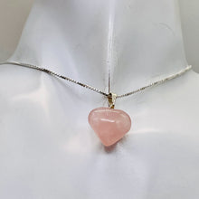 Load image into Gallery viewer, Rose Quartz Heart with Sterling Silver 18&quot; Box Necklace | 7/8&quot; Long | Pink |
