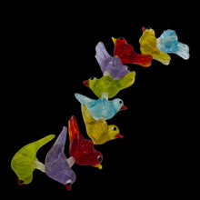 Load image into Gallery viewer, Lampwork Glass Birds | Blue, Yellow, Red, Green, Purple | 25x12x8mm | 10 Beads |