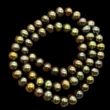 Load image into Gallery viewer, Fresh Water Pearls 16" Strand Round Pearls | 7mm | Golden Green | 1 Strand |