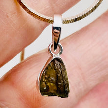 Load image into Gallery viewer, Moldavite 9.13ct Sterling Silver Triangle Pendant | 3/4" Long| Green| 1 Pendant|