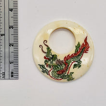 Load image into Gallery viewer, Dragon Round Pendant Bead | 35x4mm | Red White Green | 1 Bead |
