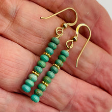Load image into Gallery viewer, Unique Natural USA Blue Turquoise 14K Gold Filled Earrings | 2" Long |