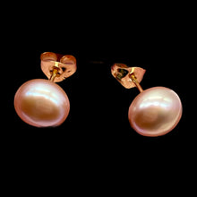 Load image into Gallery viewer, Pearl 14K Gold Stud Round Earrings | 7mm | Rosy Pink | 1 Pair |