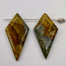 Load image into Gallery viewer, Owyhee Jasper Kite Briolette Beads | 43x23x4mm | Brown Gray | 2 Pendant Beads |