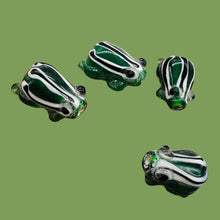 Load image into Gallery viewer, Frog Lampwork Glass Jumping Froggie Beads| 17x12x9mm | Forest Green | 4 Beads |