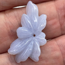 Load image into Gallery viewer, Chalcedony 12ct Hand Carved Flower Bead | 38x15x5mm | Blue | 1 Pendant Bead |