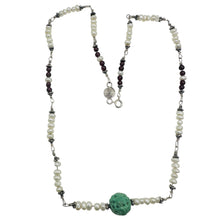 Load image into Gallery viewer, Designer Original Ruby Jade Pearl Sterling Silver 20 inch Necklace