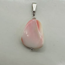 Load image into Gallery viewer, Conch Shell Pear Shaped Sterling Silver Pendant | 1 3/4" Long | Pink White |