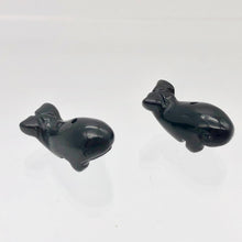 Load image into Gallery viewer, Carved Sea Animals 2 Obsidian Whale Beads | 21x12x10mm | Black