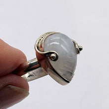 Load image into Gallery viewer, Moonstone Sterling Silver Teardrop Stone Ring | Size 9 | White Blue |