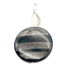 Load image into Gallery viewer, Silver Mirrors Hypersthene 29x7mm Disc Sterling Silver Pendant | 2"Long |