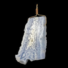 Load image into Gallery viewer, 87cts Blue Chalcedony Druzy Dream Bead 14K Gold Filled Pendant | 2 3/4"Long |