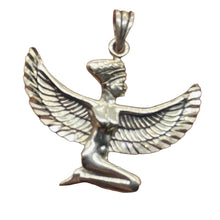 Load image into Gallery viewer, Winged Isis Sterling Silver Goddess Pendant Charm| 1 1/4" Long| Silver| 1 Charm|