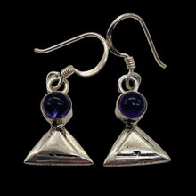 Load image into Gallery viewer, Amethyst Sterling Silver Triangle Earrings | 1" Long | Purple | 1 Pair |