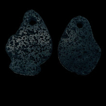 Load image into Gallery viewer, Lava Stone Carved Teardrop Pendant Beads | 55x38x6mm | Black | 2 Beads |