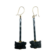 Load image into Gallery viewer, Hand Carved Sodalite Dog Puppy and 14Kgf Earrings 6142