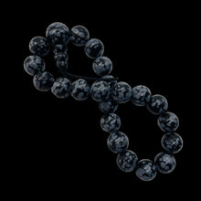 Load image into Gallery viewer, Snow Flake Obsidian 7" Strung Strand Round | 8mm | Black White | 21 Beads