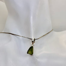 Load image into Gallery viewer, Moldavite 8.31ct Sterling Silver Triangle Pendant | 3/4" Long |Green| 1 Pendant|