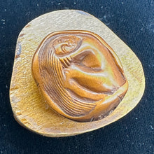 Load image into Gallery viewer, Mermaid on a Lotus Leaf Signed Netsuke Bead | 24x20x14mm | Brown