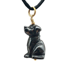 Load image into Gallery viewer, Faithful Hematite Hand Carved Dog 22K Vermeil Pendant 509261HMG